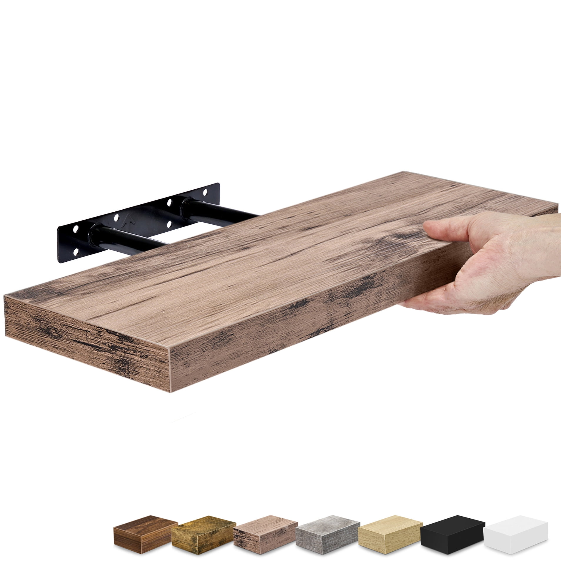 Sorbus 16.25" Floating Wall Shelf, Mahogany, Invisible Brackets, Bathroom, Bedroom & Home Decor