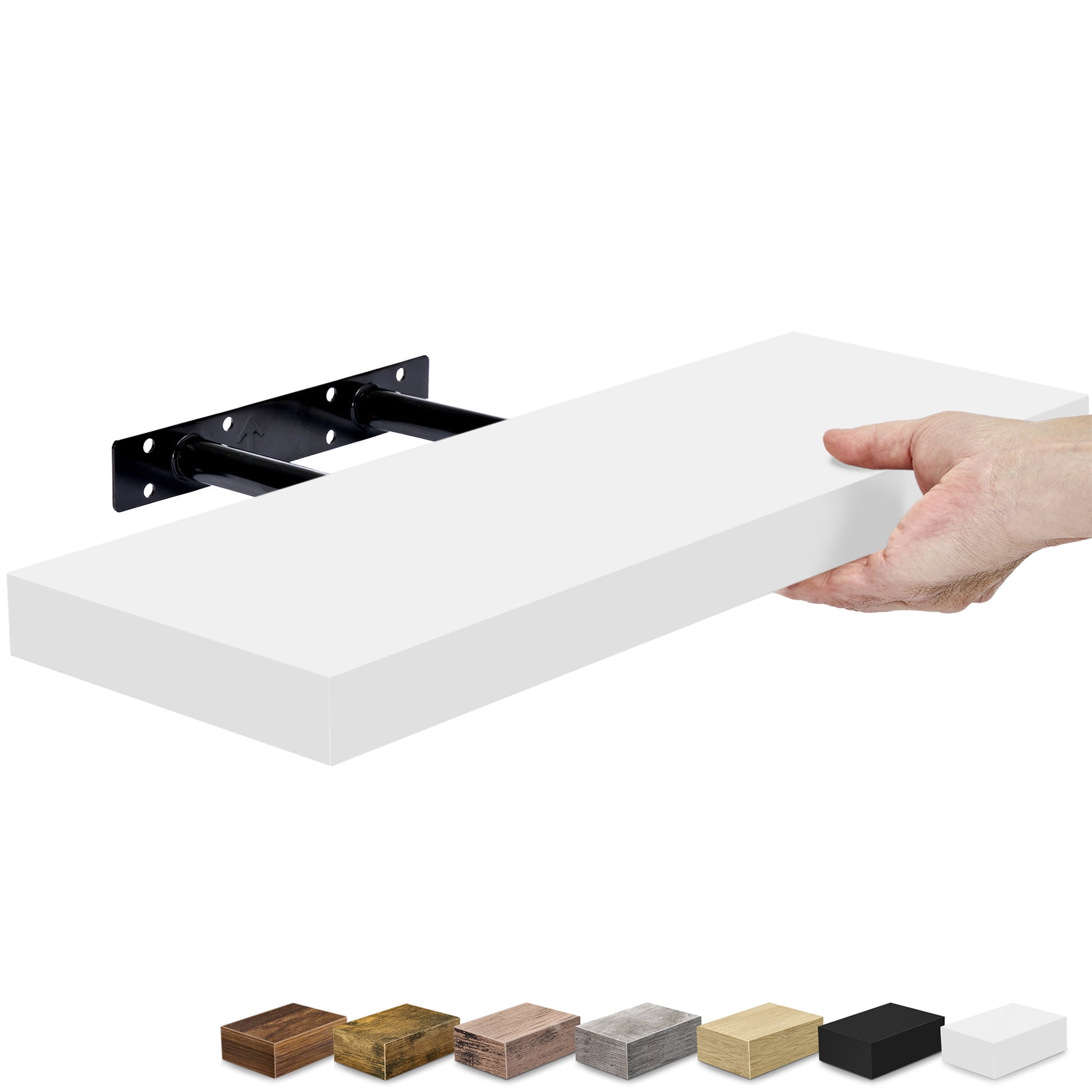 Sorbus 16.25" Floating Wall Shelf, White, Invisible Brackets, Bathroom, Bedroom & Home Decor