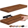 thumbnail image 1 of Sorbus 16.25" Walnut Rustic Floating Shelves (Set of 2) – Wall Storage for Décor, Frames, Trophies, 1 of 5