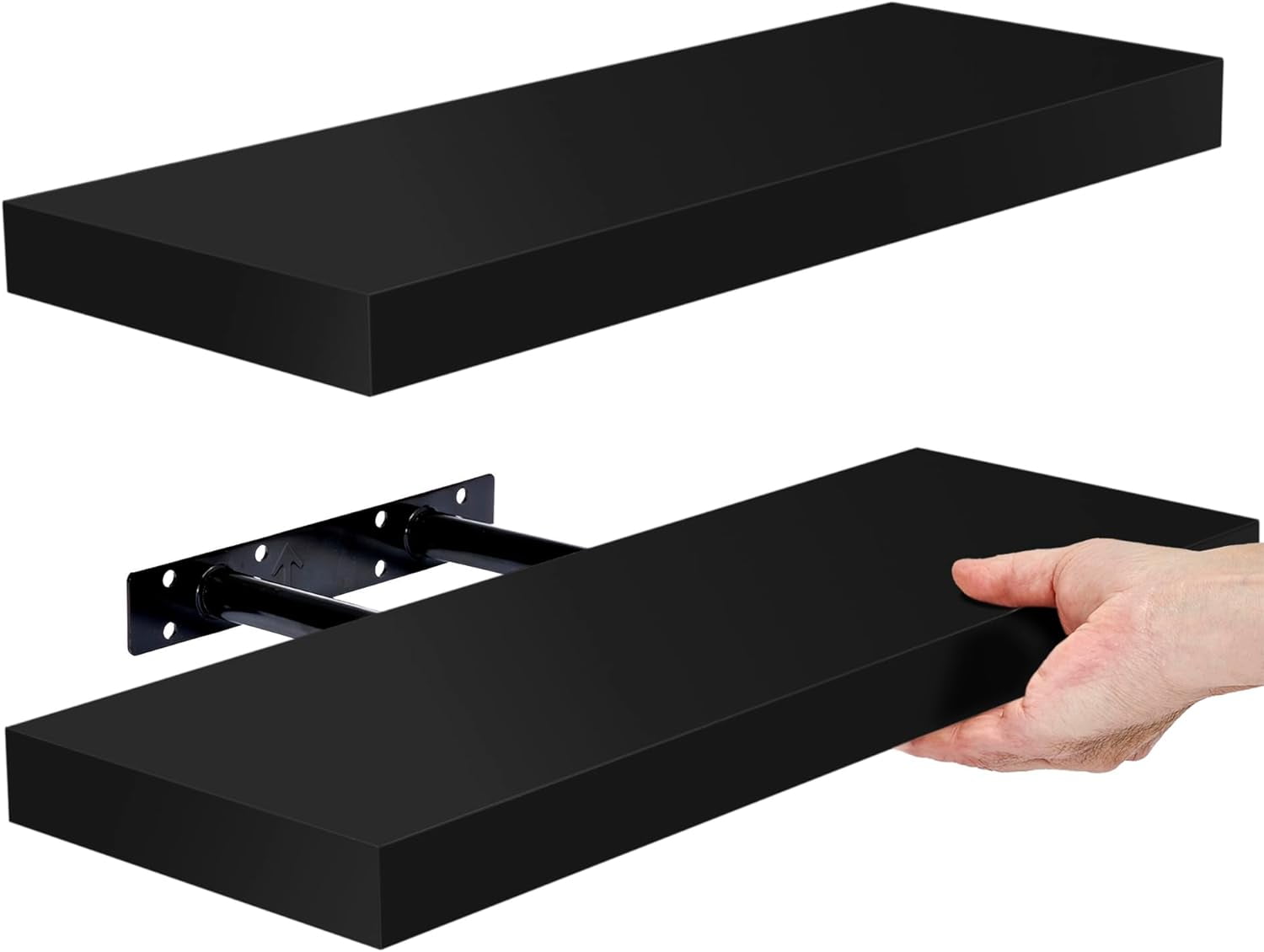 Sorbus Black MDF Floating Wall Shelves Set of 2