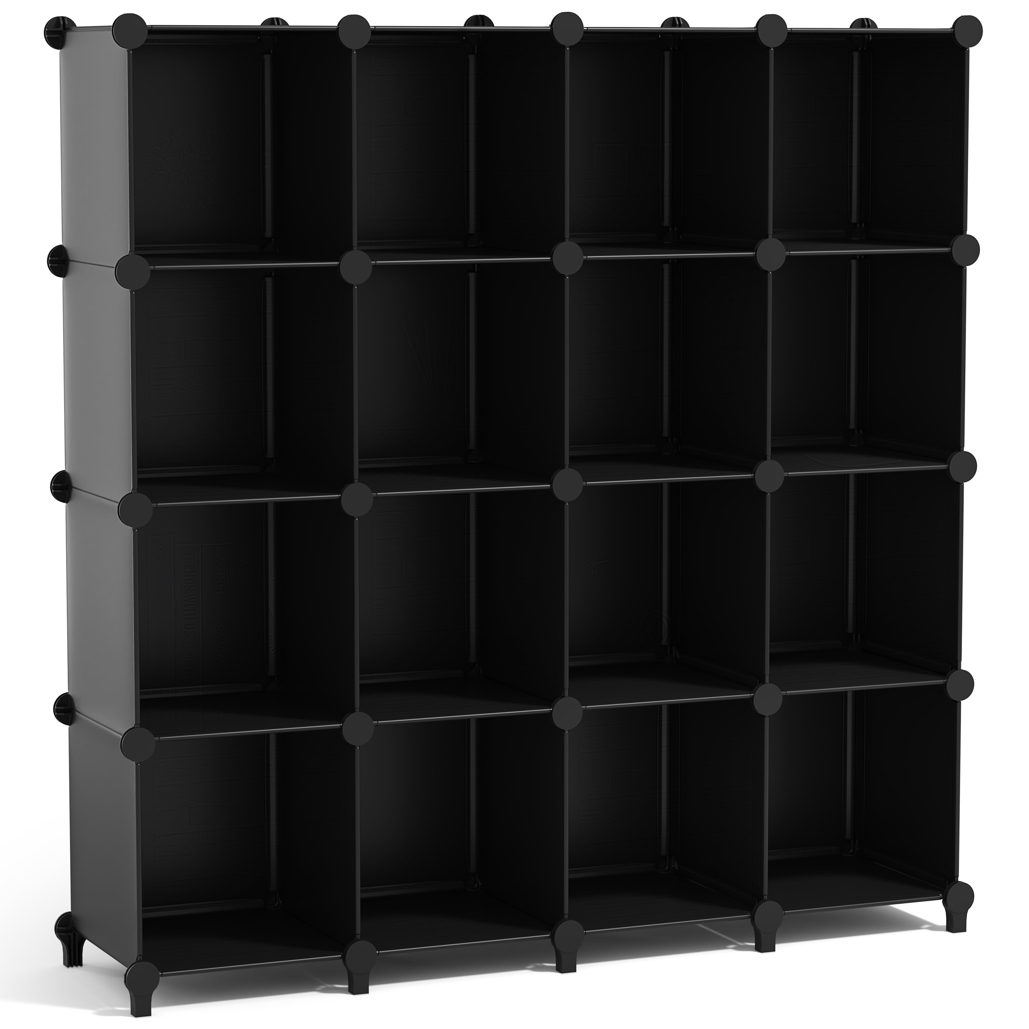 Sorbus 16-Cube Storage Organizer, Waterproof Cubby Shelf for Closet & Bedroom, Black