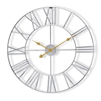Sorbus 16" Large Wall Clock, Silver Roman Numeral, Battery Operated, Decorative