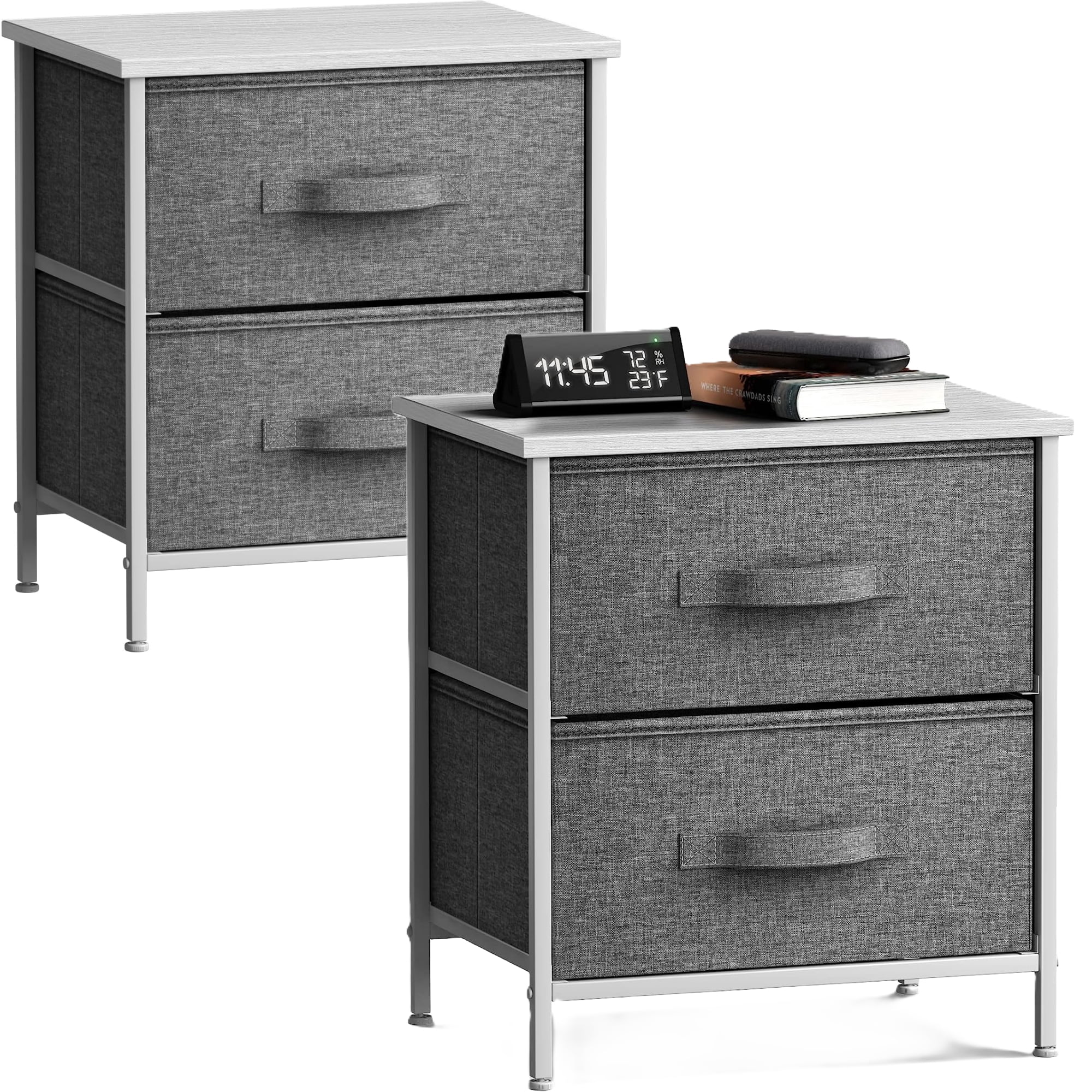 Sorbus 2-Drawer Nightstand Side Table: Cozy Bedside Storage & Functional Accent Piece (Set of 2)