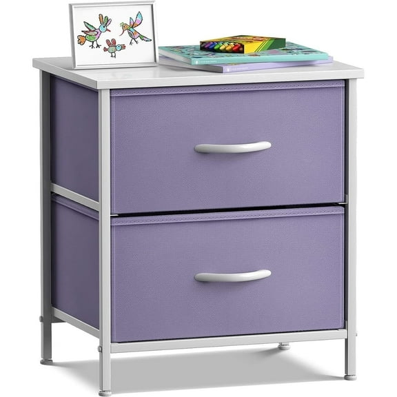 Sorbus 2 Drawers Nightstand Chest End-Table- Purple