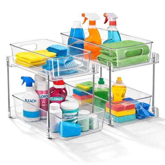 Sorbus 2-Pack 2-Tier Pull-Out Storage Drawers for Bathroom, Kitchen & Utility Organization