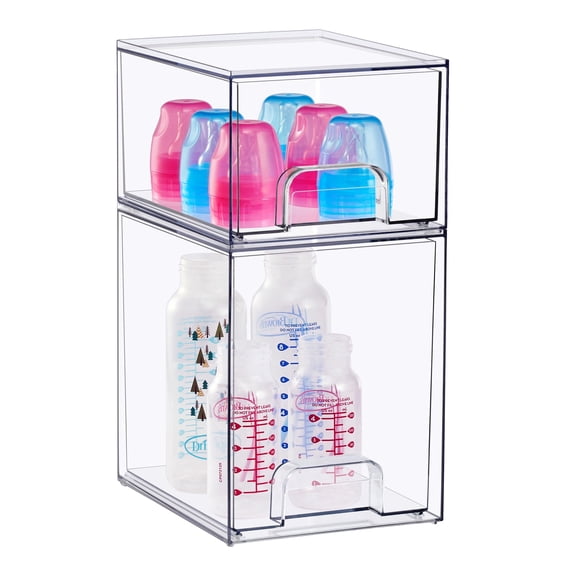 Sorbus 2-Pack Clear Stackable Acrylic Drawers – Tall & Small for Baby Accessories