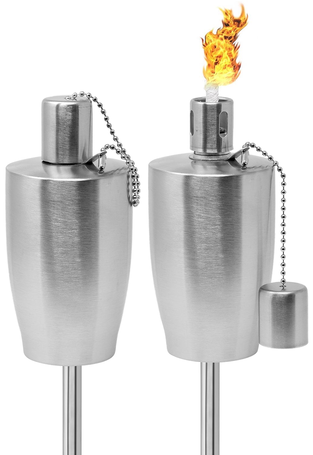 Sorbus 2-Pack Stainless Steel Torches - 5 ft. Long Garden Patio Décor  (Silver - Barrel)