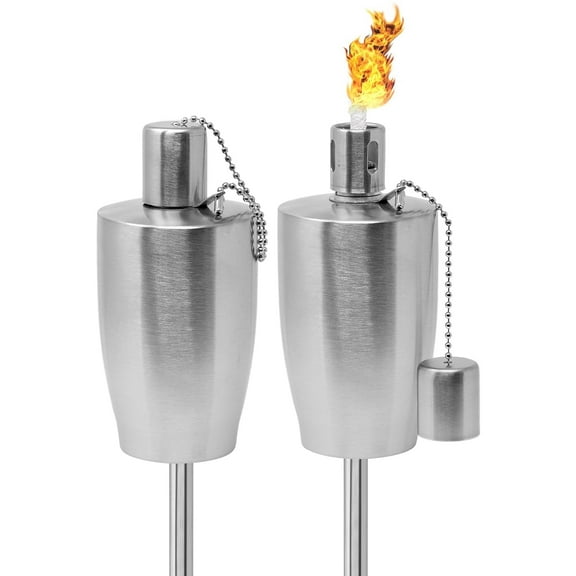 Sorbus 2-Pack Stainless Steel Torches - 5 ft. Long Garden Patio Décor (Silver - Barrel)