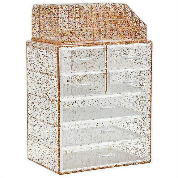 Sorbus 2-Piece 7-Drawer Vanity Organizer in Gold Glitter