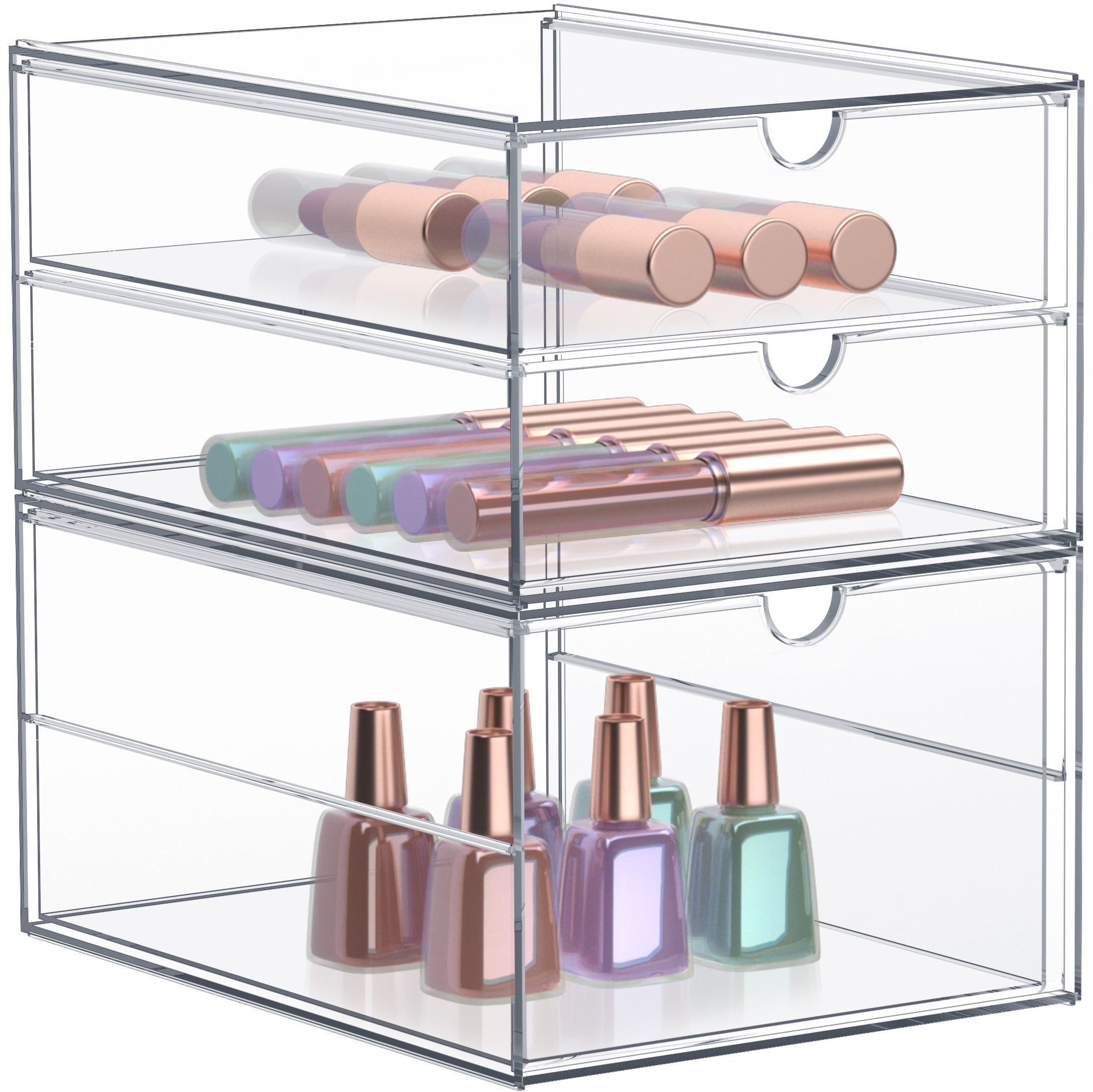 Sorbus 2-Piece Acrylic Makeup Organizer, 3 Drawer Stackable Storage Bins, Clear