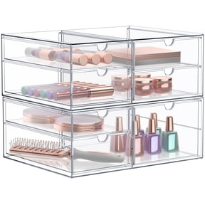 Sorbus 2-Piece Acrylic Makeup Organizer, 7 Drawer Stackable Storage Bins, Clear