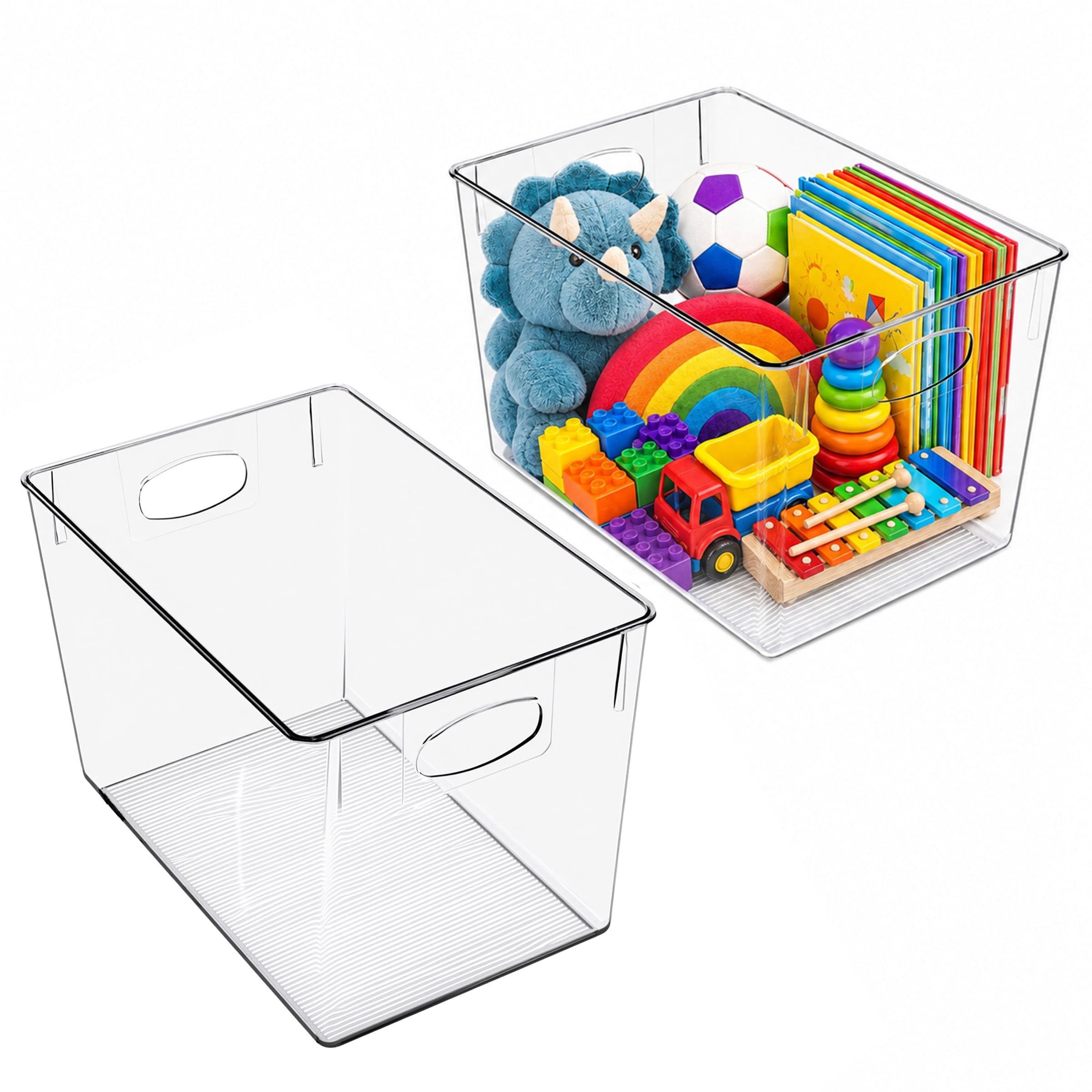 Sorbus 2-Piece Clear Extra Large Storage Bin Variety Pack for Pantry, Refrigerator & Kitchen Cabinets