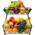 thumbnail image 1 of Sorbus 2-Tier Metal Breadbasket, Great for Bread, Fruit, Vegetables, Snacks, Households and More, Black, 1 of 7