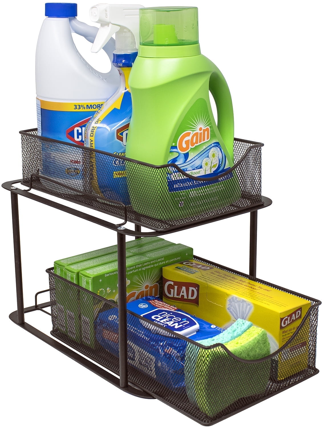 Sorbus 2-Tier Organizer Baskets with Mesh Sliding Drawers