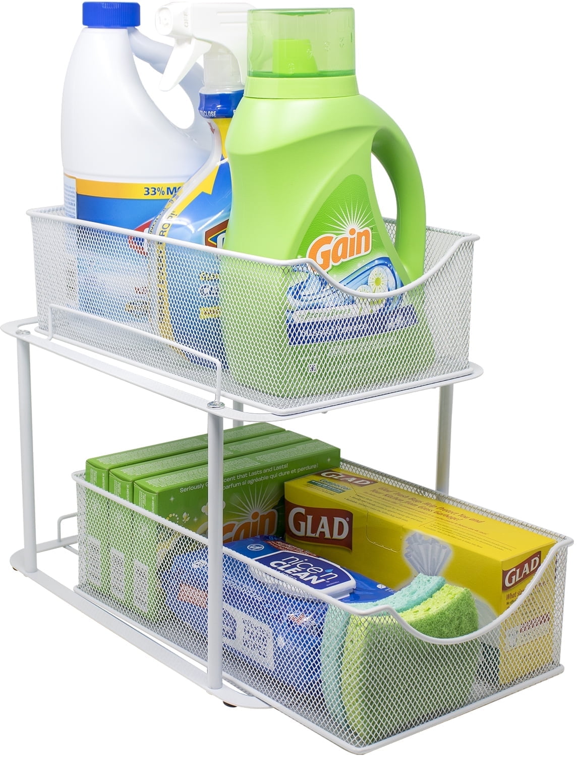 Sorbus 2-Tier Organizer Baskets with Mesh Sliding Drawers