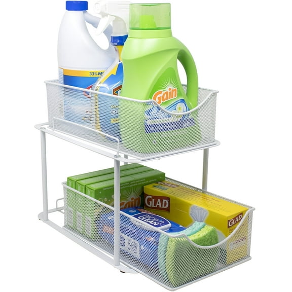 Sorbus 2-Tier Organizer Baskets with Mesh Sliding Drawers