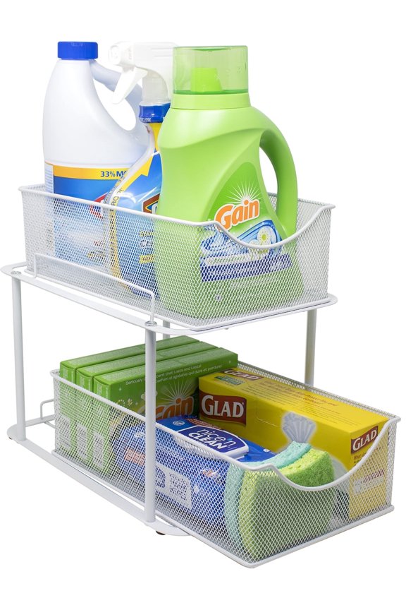 2-Tier Organizer Baskets with Mesh Sliding Drawers