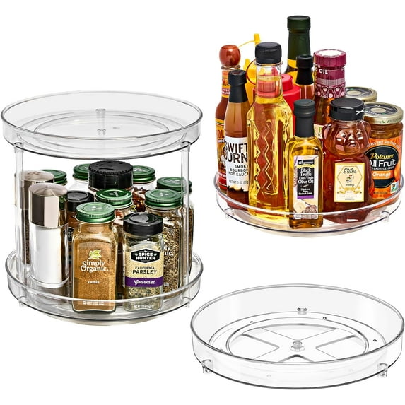 Sorbus 2 Tier Rotating Lazy Susan Turntable Set - Organizer for Cabinet Pantry Counter Fridge
