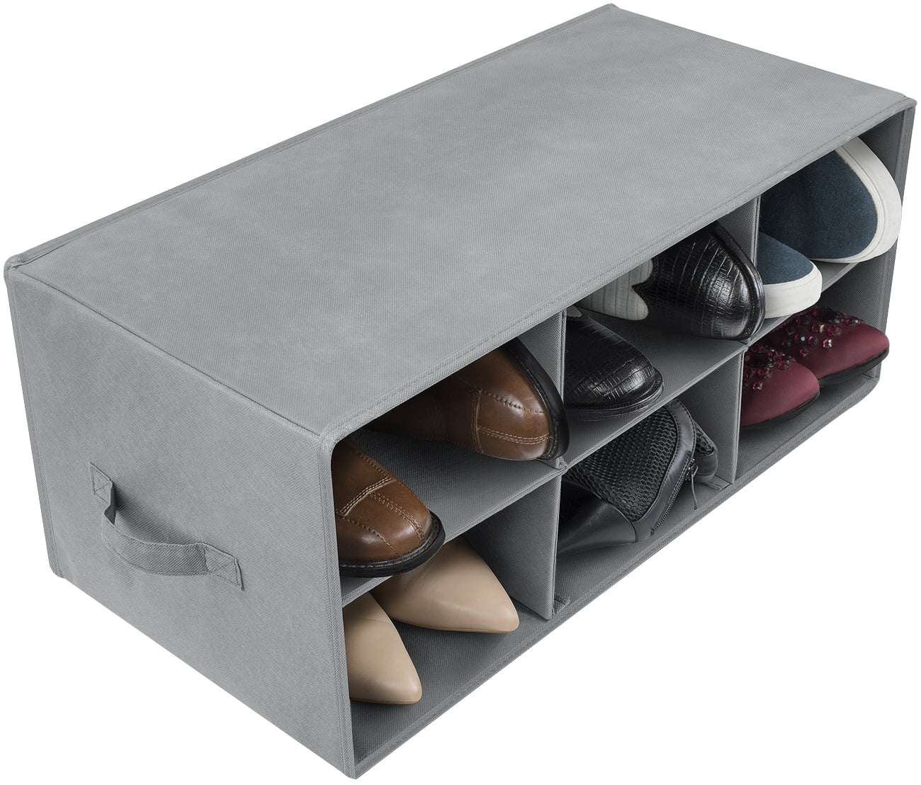 Sorbus 2-Tier Shoe Organizer Bin, Gray, Holds up to 6 Pairs of Shoes, 1 Count