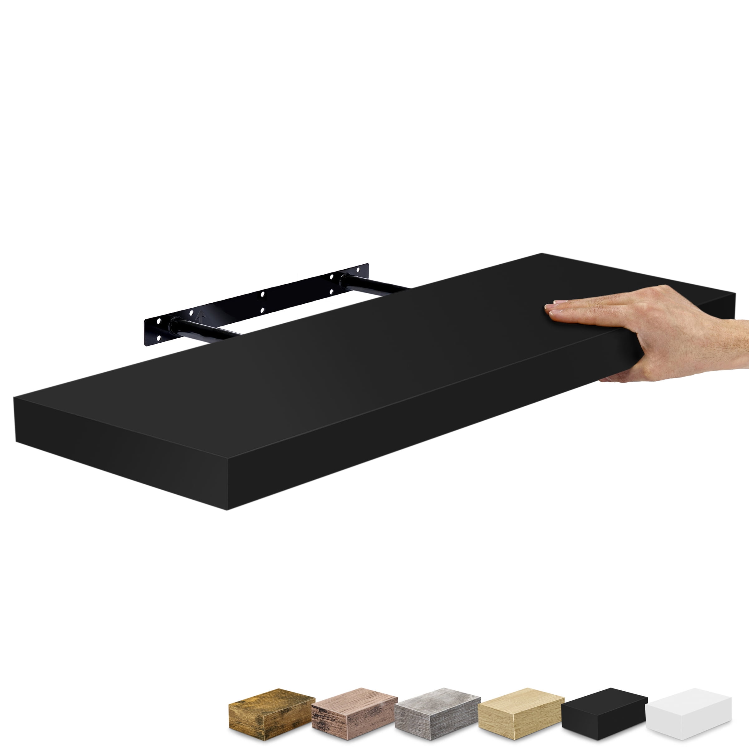 Sorbus 24" Floating Wall Shelf, Black, Invisible Brackets, Bathroom, Bedroom & Home Décor