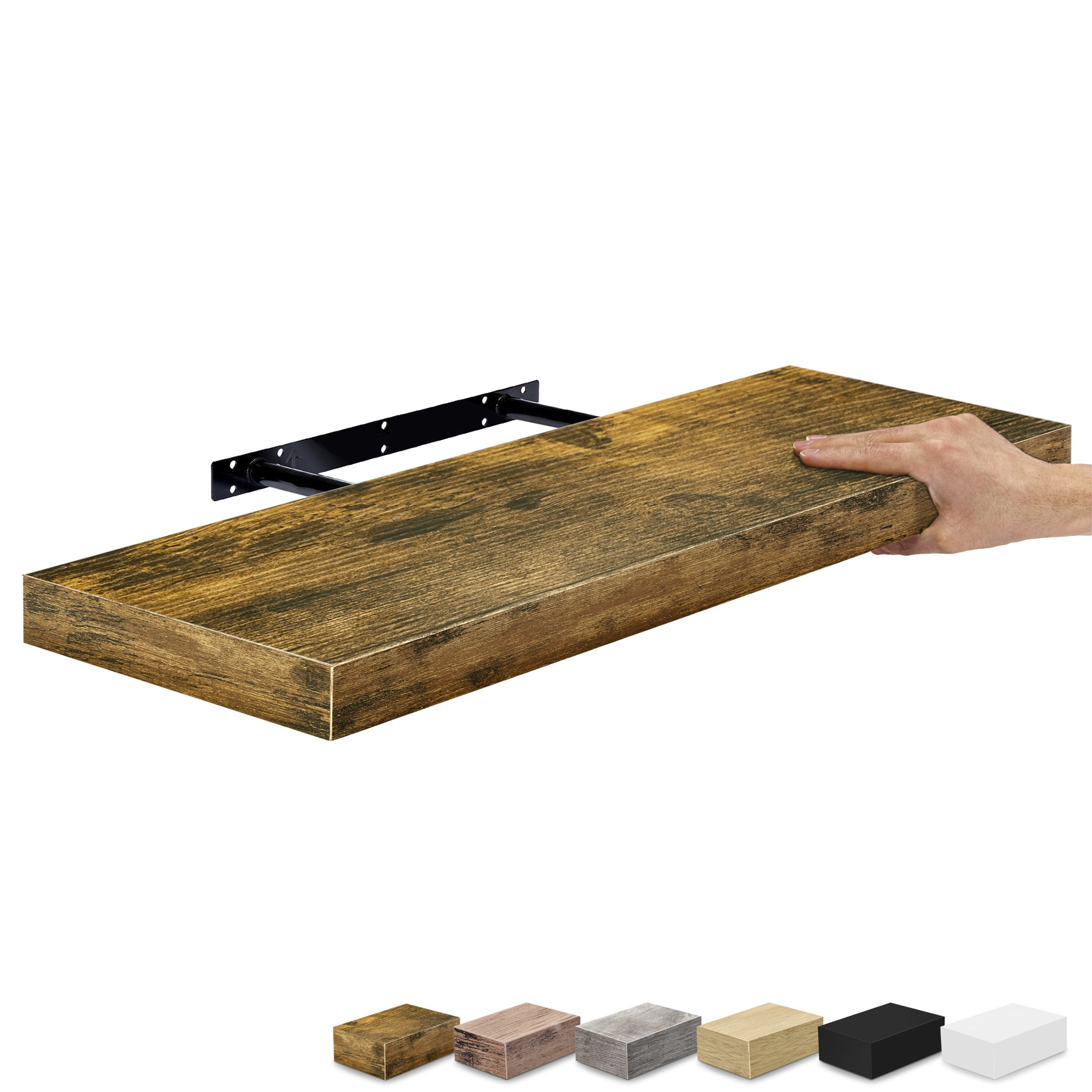 Sorbus 24" Floating Wall Shelf, Brown, Invisible Brackets, Bathroom, Bedroom & Home Decor