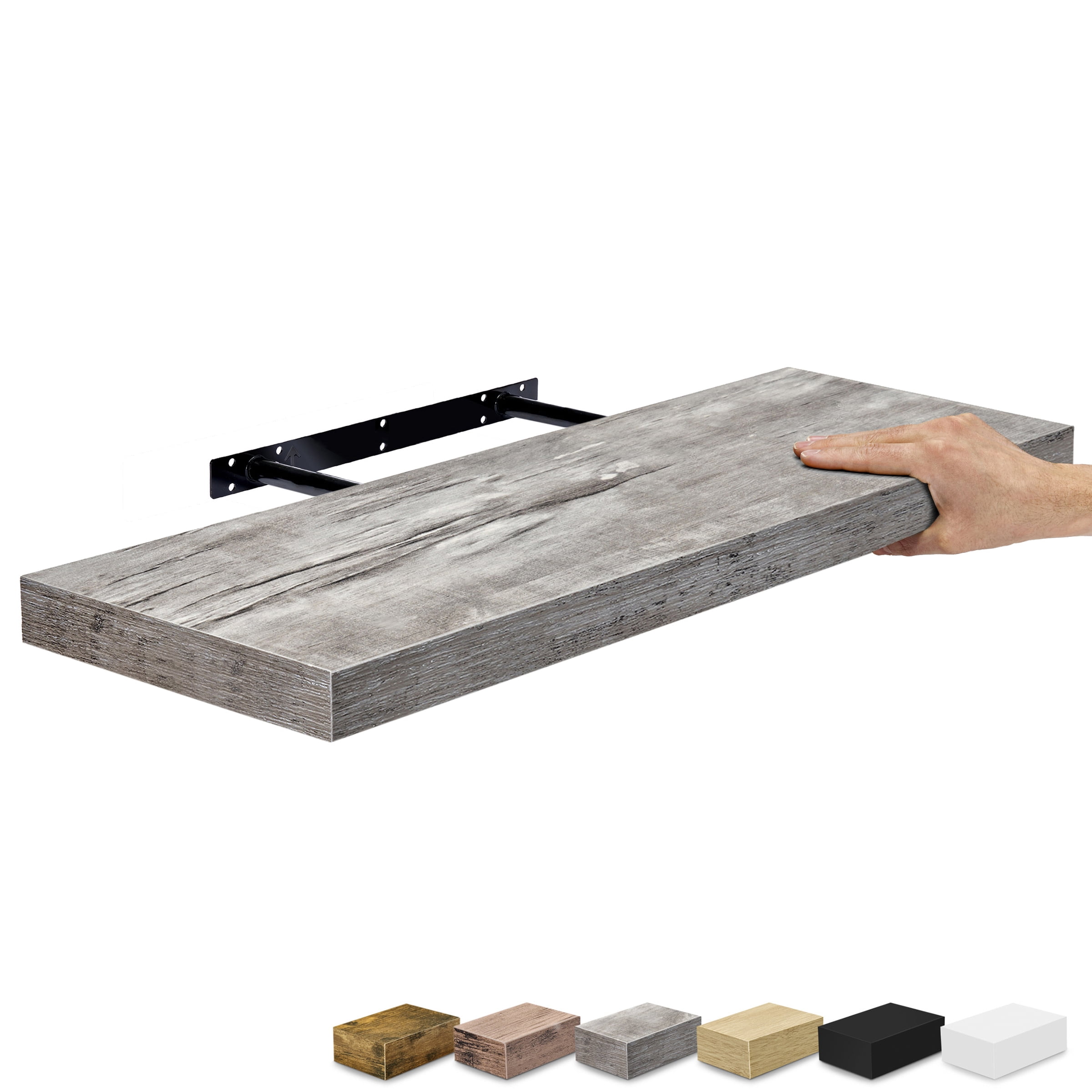 Sorbus 24" Floating Wall Shelf, Graywood, Invisible Brackets, Bathroom, Bedroom & Home Decor