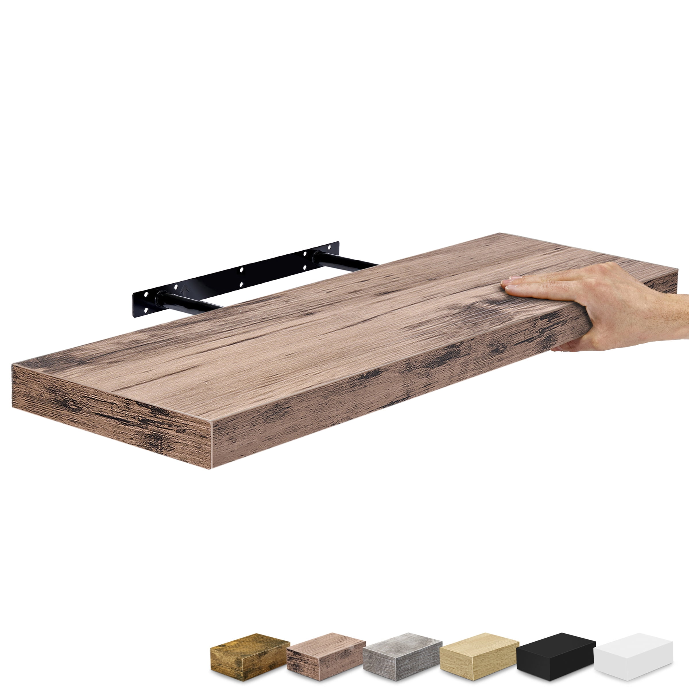 Sorbus 24" Floating Wall Shelf, Mahogany, Invisible Brackets, Bathroom, Bedroom & Home Decor