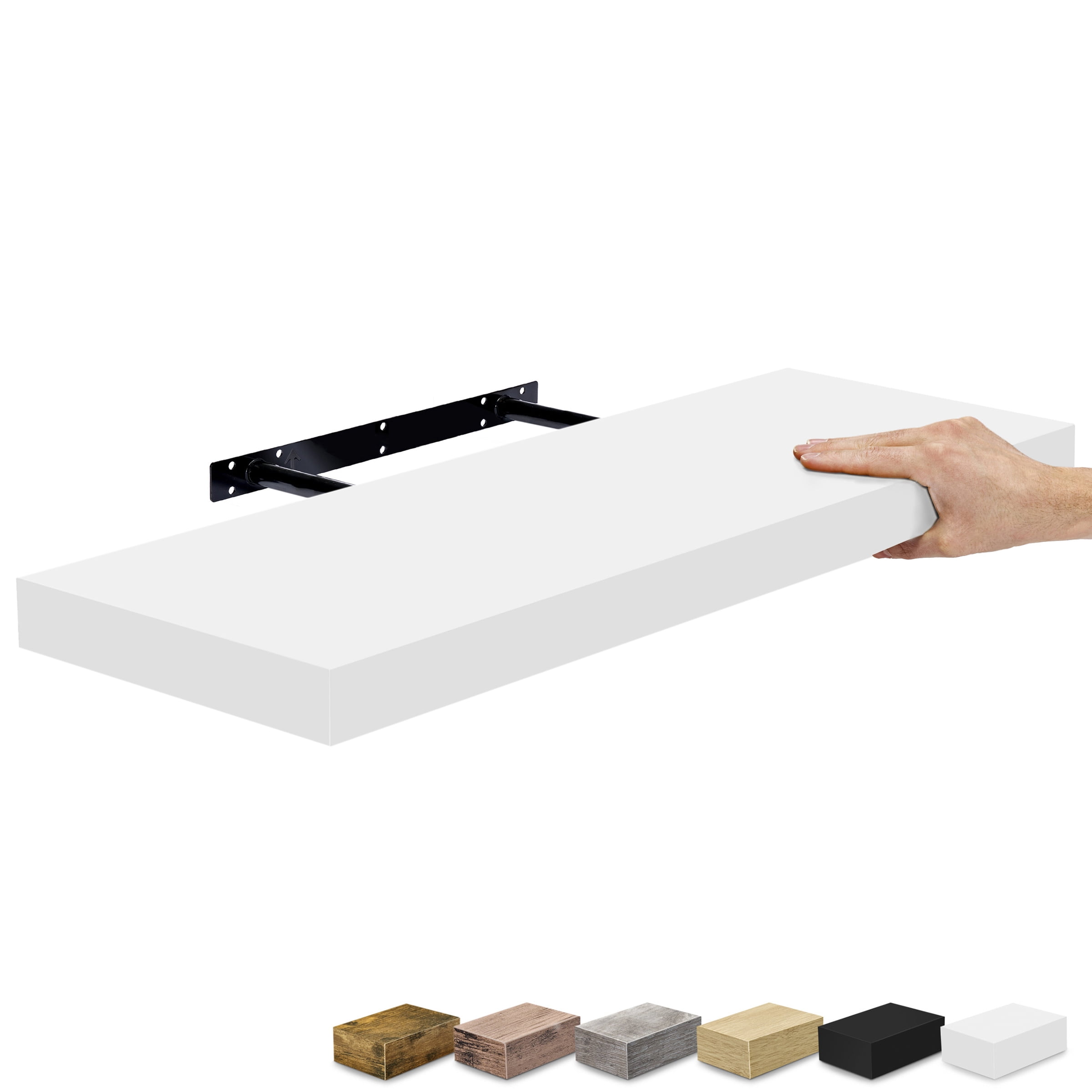 Sorbus 24" Floating Wall Shelf, White, Invisible Brackets, Bathroom, Bedroom & Home Decor