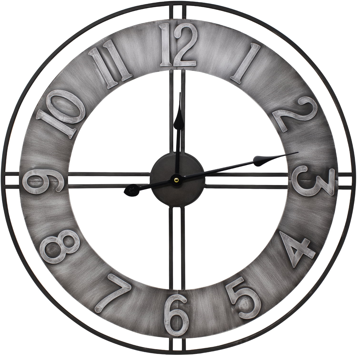 Sorbus 24" Distressed Gray Oversized Metal Wall Clock