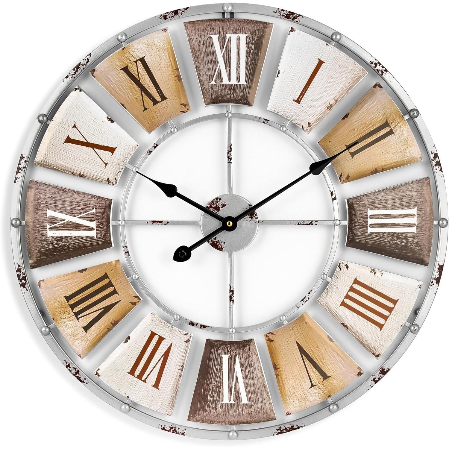 Sorbus 24" Roman Numeral Industrial Metal Wall Clock, Large Round Home Décor
