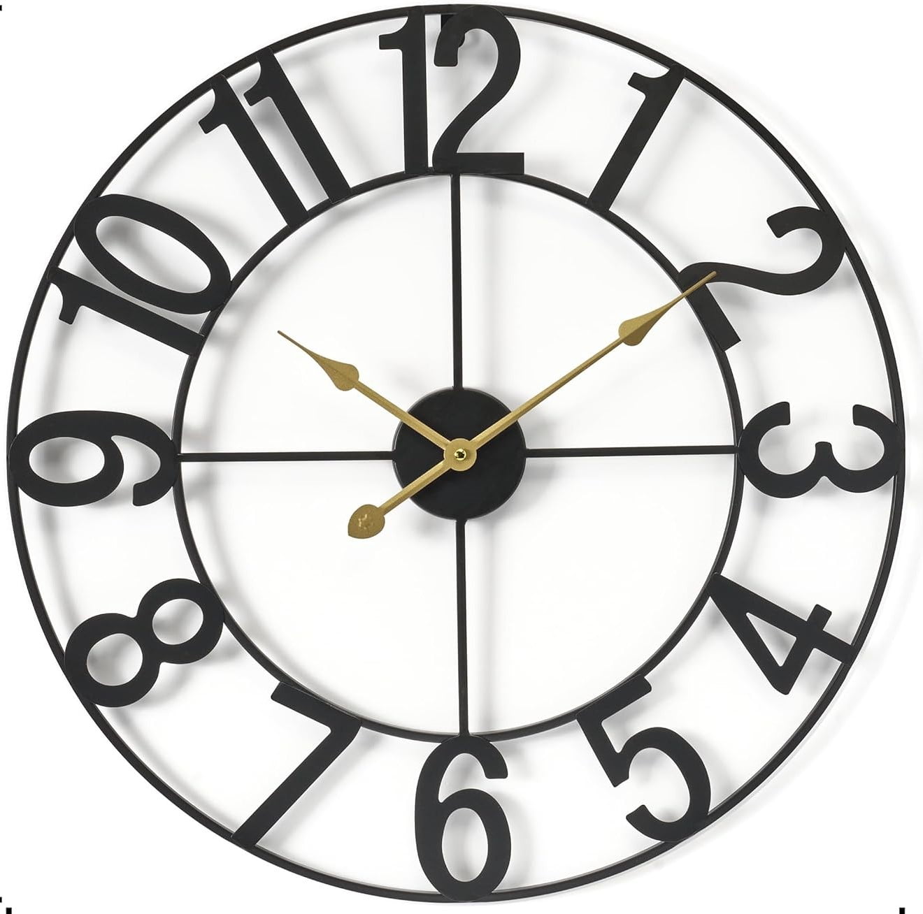 Sorbus 24in Large Wall Clock, Analog Battery Operated, Black, Living Room & Kitchen