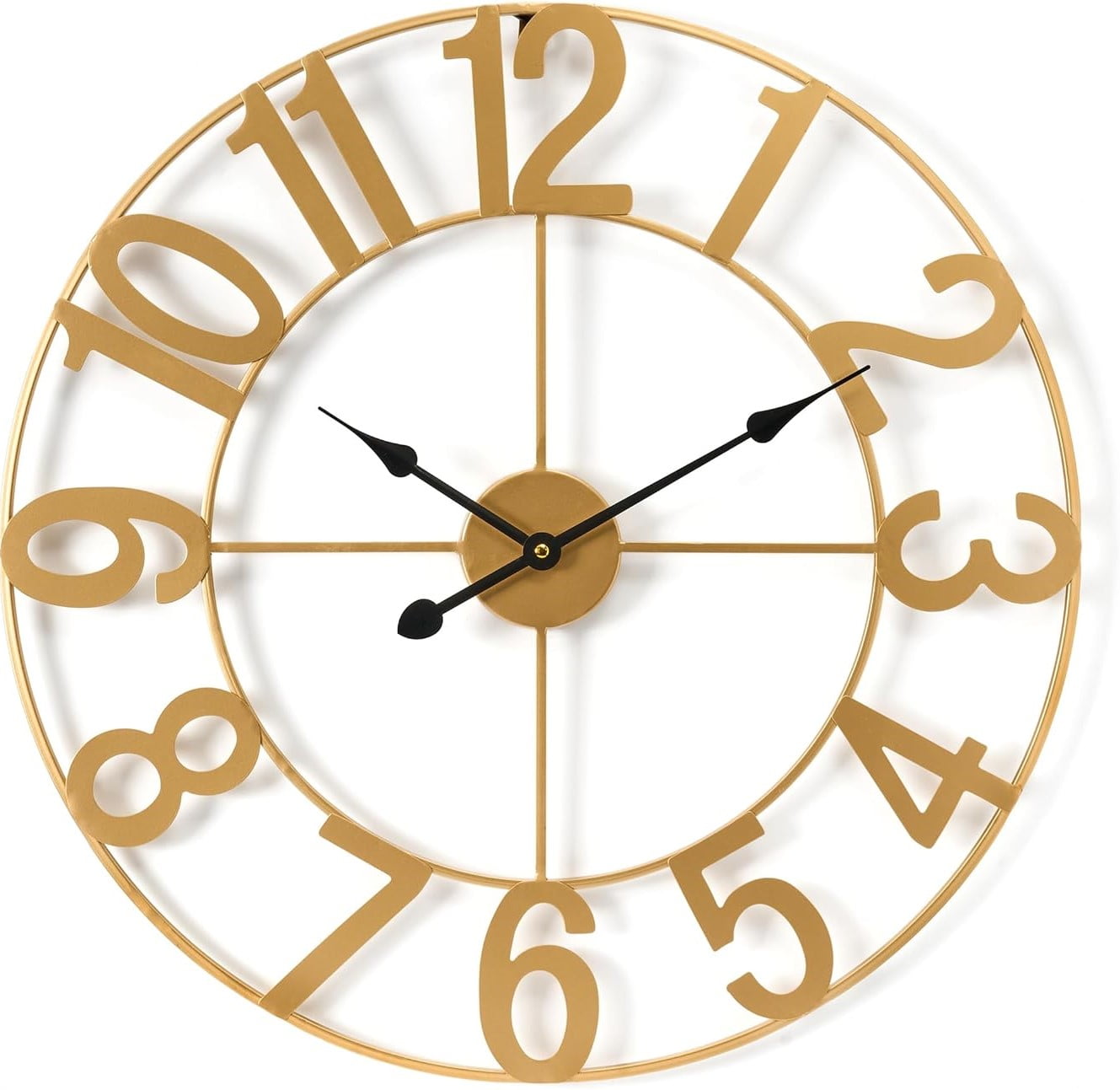 Sorbus 24in Large Wall Clock, Analog Battery Operated, Gold, Living Room & Kitchen