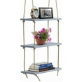 thumbnail image 1 of Sorbus 3 Hanging Floating Shelves Length 16.5-inch Rustic Wood Rope Floating Shelf Set - Grey, 1 of 7