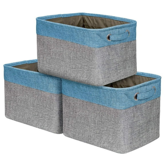 Sorbus 3-Pack 15" Collapsible Two-Tone Storage Bins with Handles - Aqua