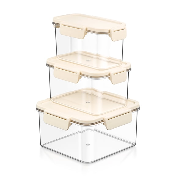 Sorbus 3-Pack Clear Standard Airtight Food Storage Containers – Assorted Sizes Pantry Organizer