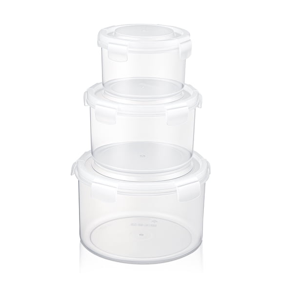 Sorbus 3-Pack Round Food Storage Containers, Clear BPA-Free Plastic, Stackable & Nesting Meal Prep