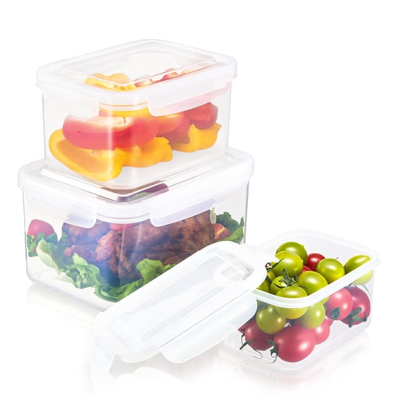 Sorbus 3-Pack Rectangle Plastic Food Storage Containers, Stackable Nesting Meal Prep Bowls, Clear BPA-Free