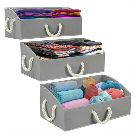 Sorbus 3-Pack Trapezoid Storage Bins - Foldable Fabric Baskets for Closet Organization, Gray