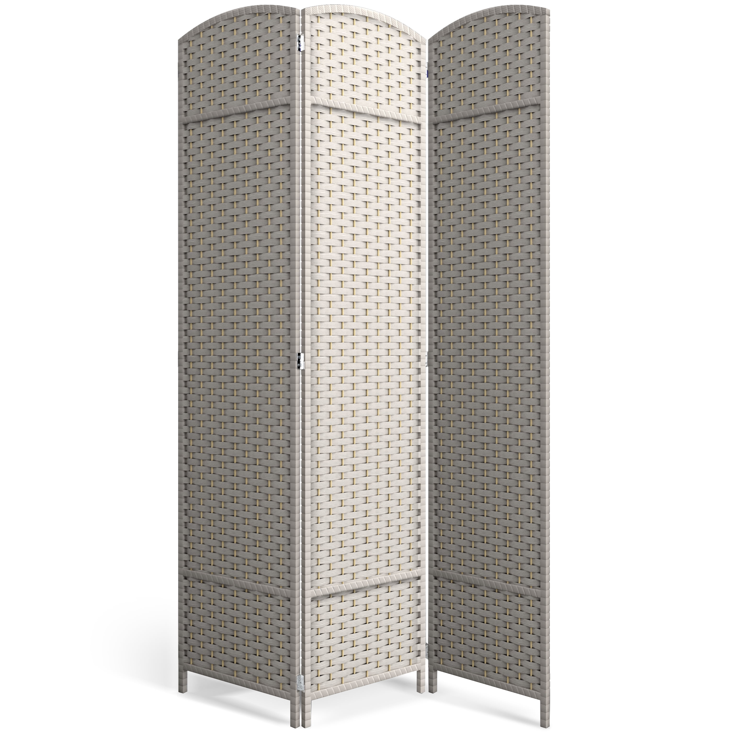 Sorbus 3-Panel Wide Folding Room Divider Privacy Screen, Hand-Woven Beige Mesh