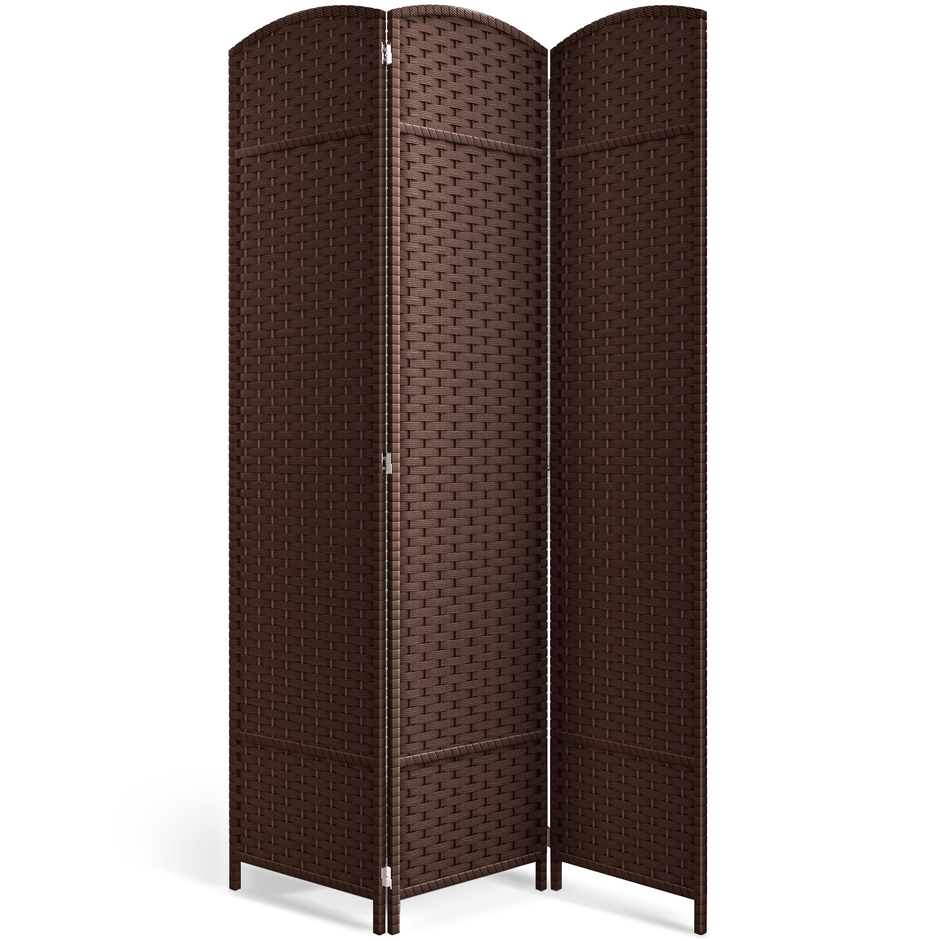 Sorbus 3-Panel Wide Folding Room Divider Privacy Screen, Hand-Woven Chocolate Mesh