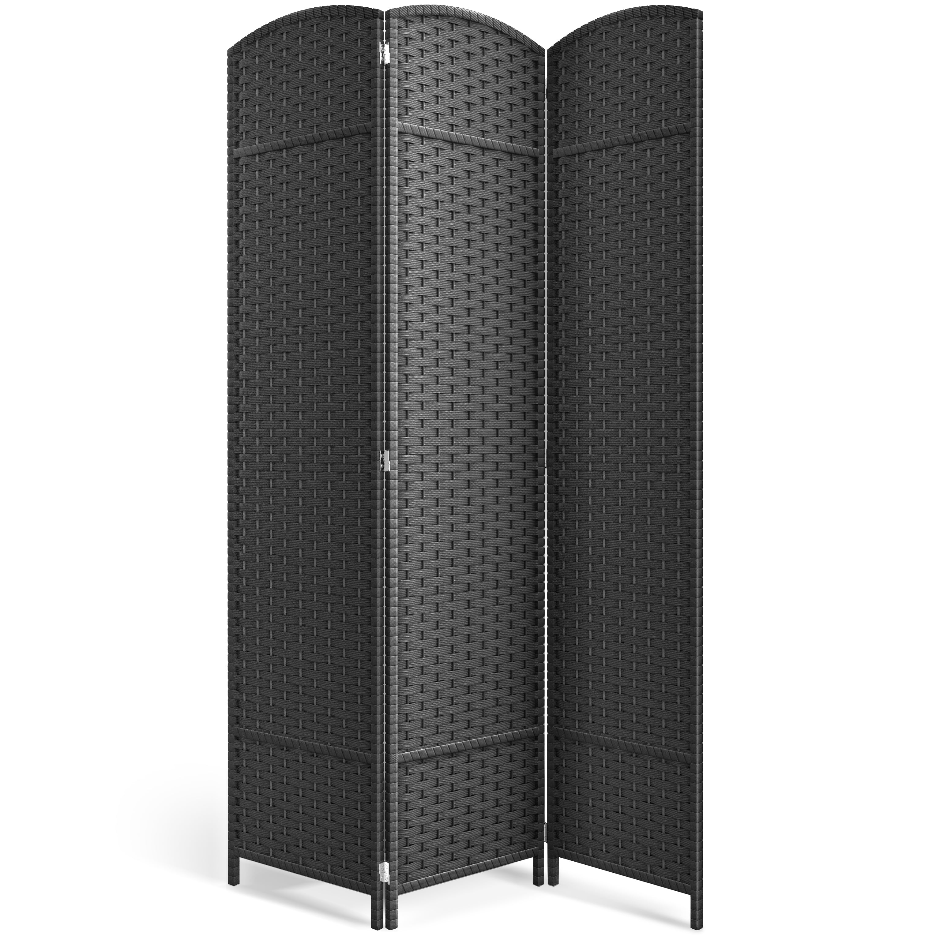 Sorbus 3-Panel Wide Folding Room Divider Privacy Screen, Hand-Woven Gray Mesh
