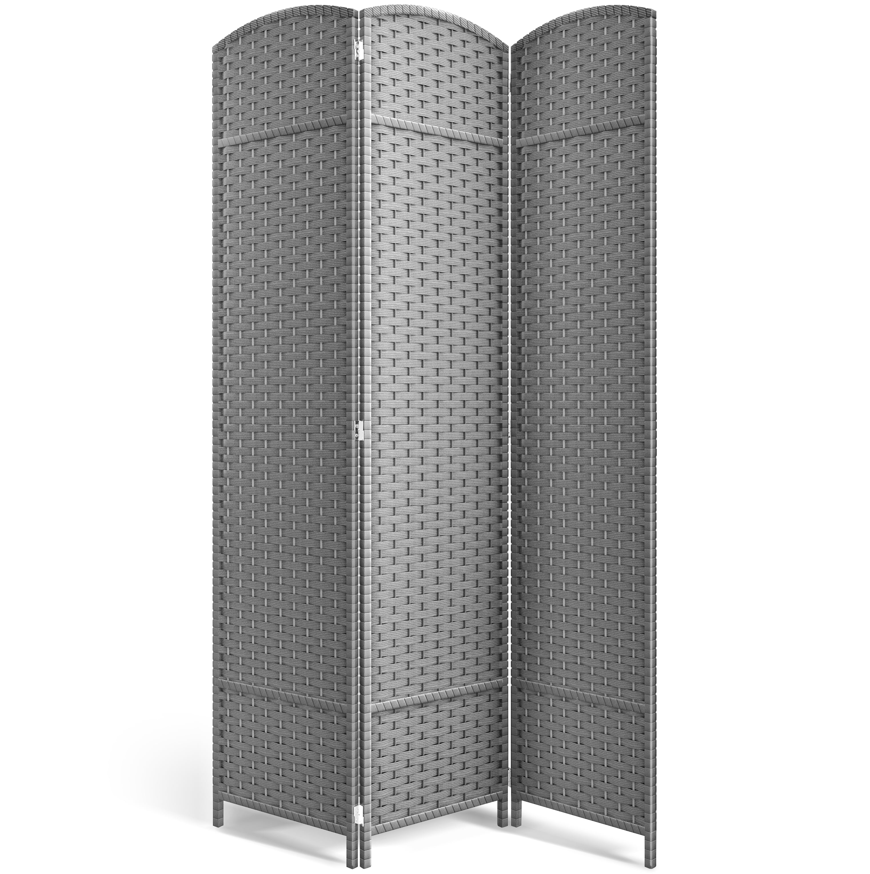 Sorbus 3-Panel Wide Folding Room Divider Privacy Screen, Hand-Woven Lt. Gray Mesh