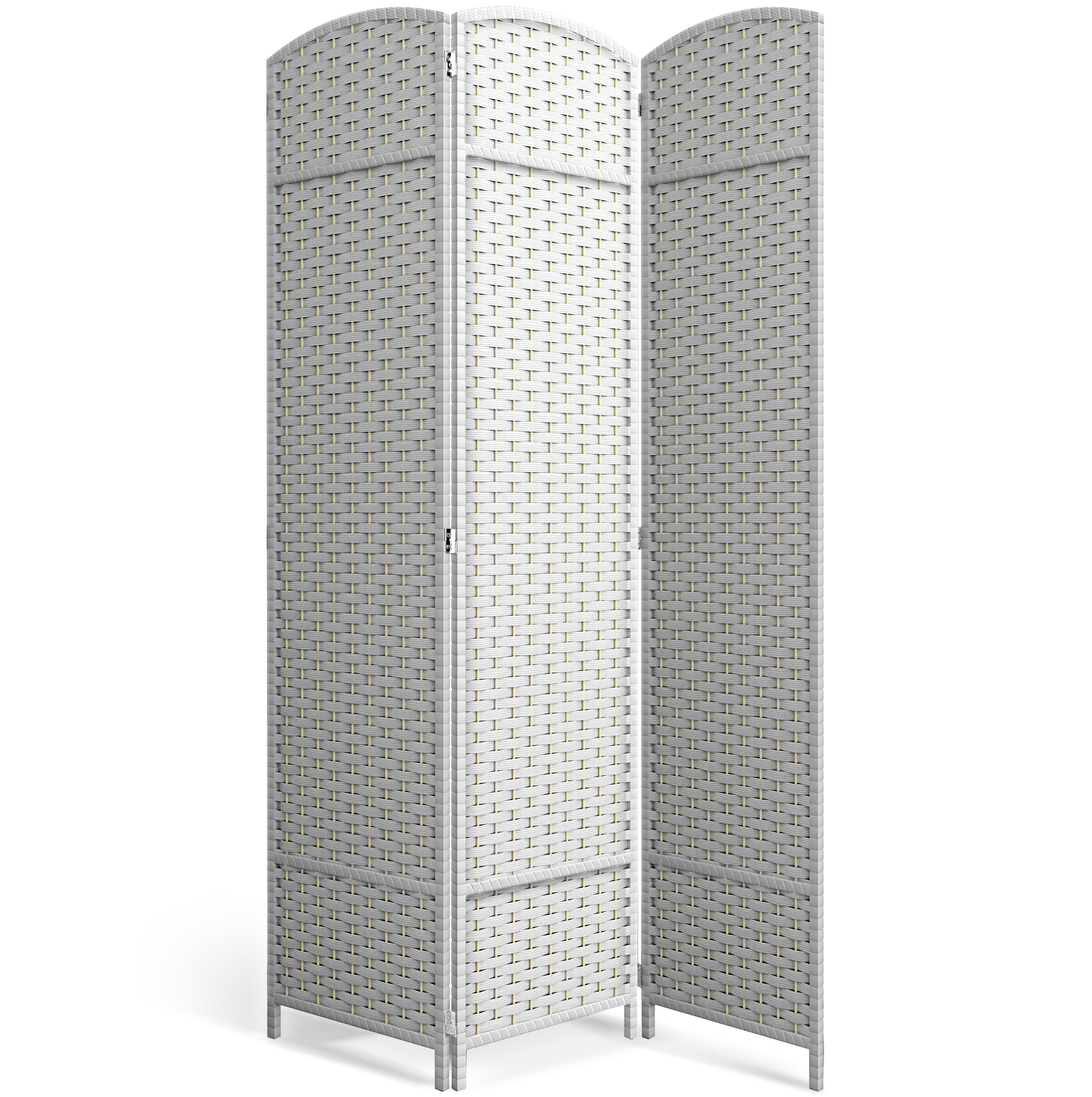 Sorbus 3-Panel Wide Folding Room Divider Privacy Screen, Hand-Woven White Mesh