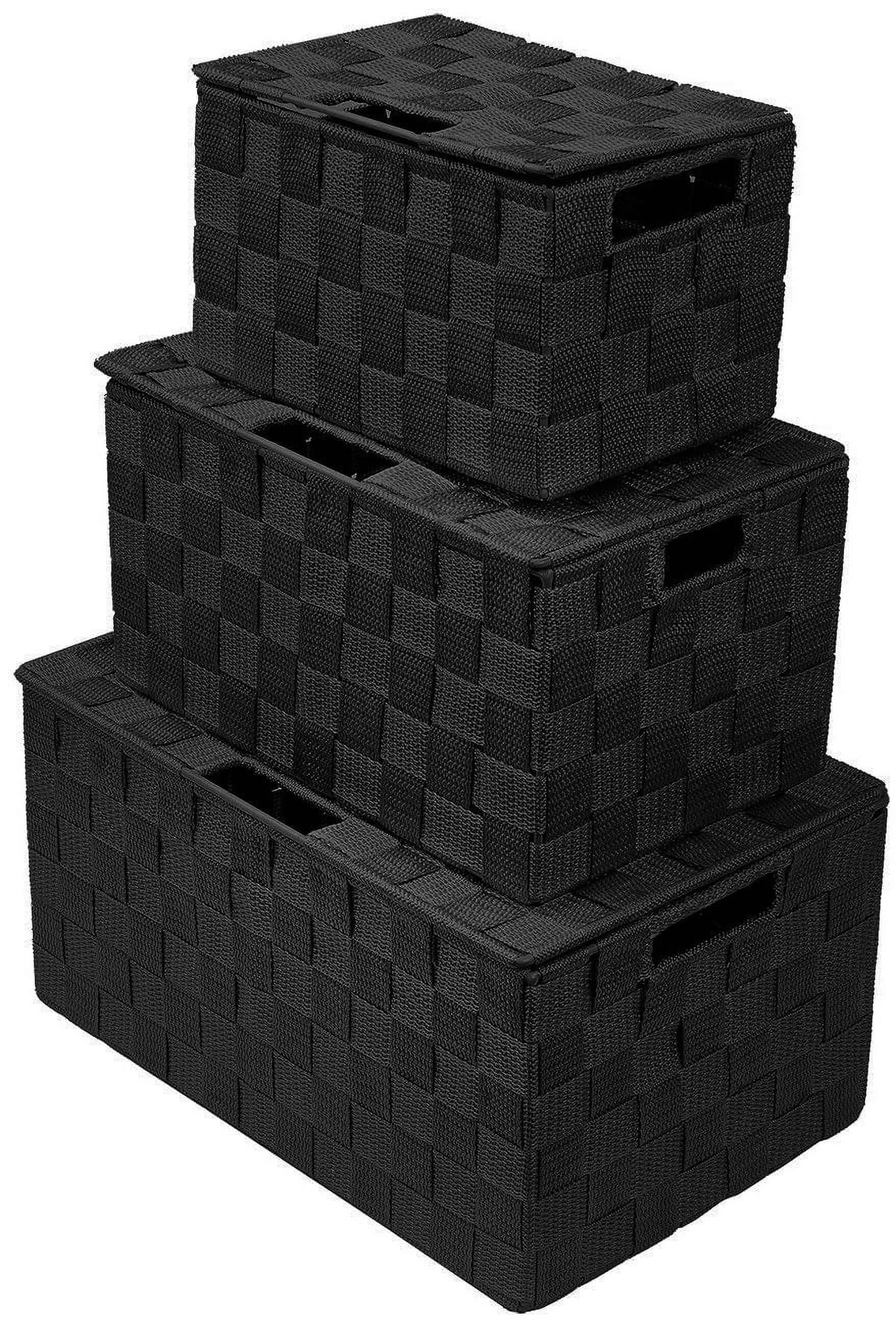 Sorbus 3 Piece Basket Storage Organization Set - Weave Fabric Bins, Black