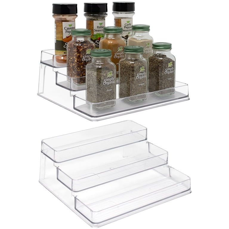 Sorbus 3-Tier Clear Plastic Spice Rack, Step Shelf Organizer for