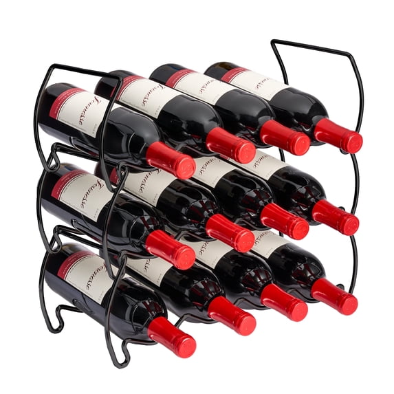 Sorbus 3-Tier Stackable Wine Rack - Classic Style Wine Racks for Bottles - Perfect for Bar, Wine Cellar, Basement, Cabinet, Pantry - Holds 12 Bottles, Metal (Black)