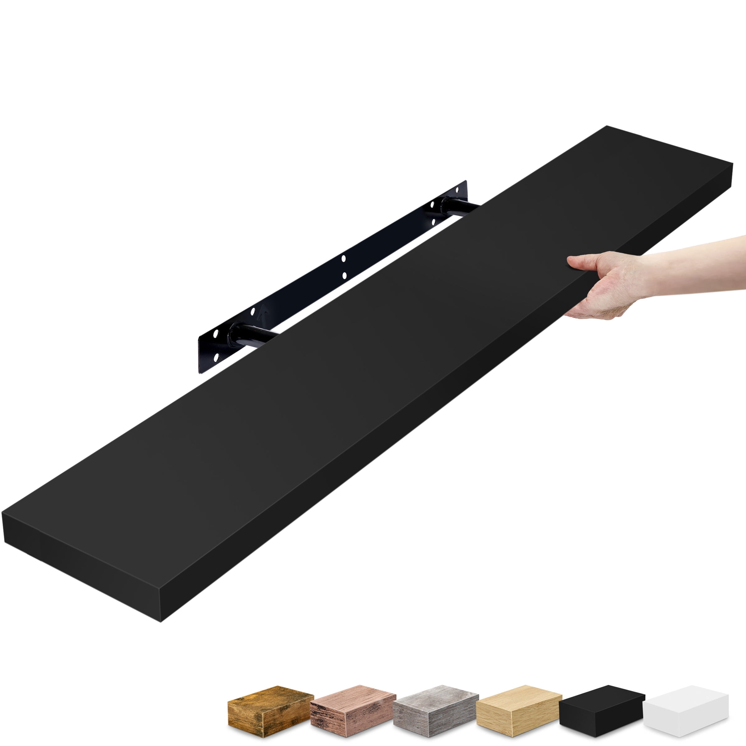Sorbus 35" Floating Wall Shelf, Black, Invisible Brackets, Bathroom, Bedroom & Home Décor