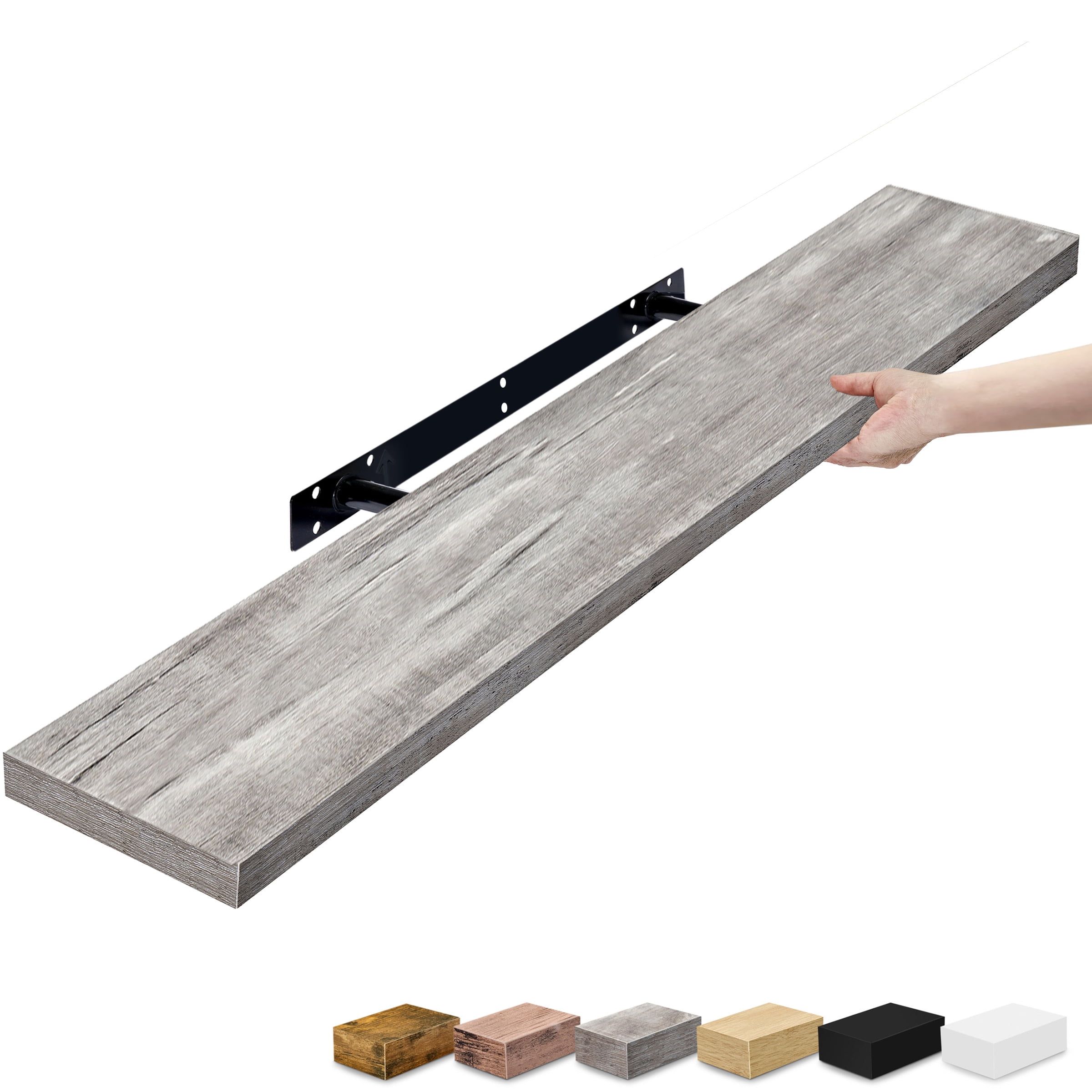 Sorbus 35" Floating Wall Shelf, Graywood, Invisible Brackets, Bathroom, Bedroom & Home Decor