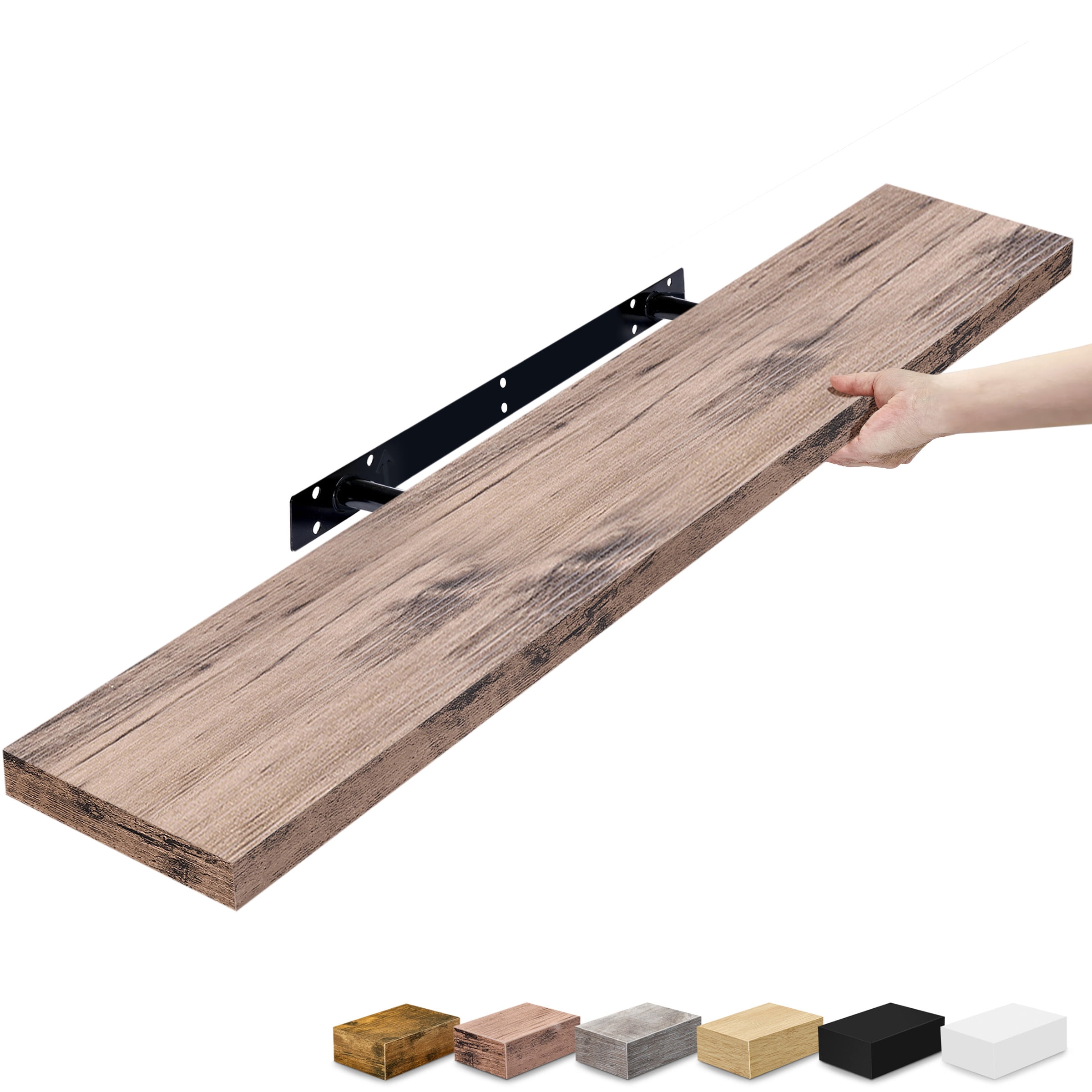 Sorbus 35" Floating Wall Shelf, Mahogany, Invisible Brackets, Bathroom, Bedroom & Home Decor