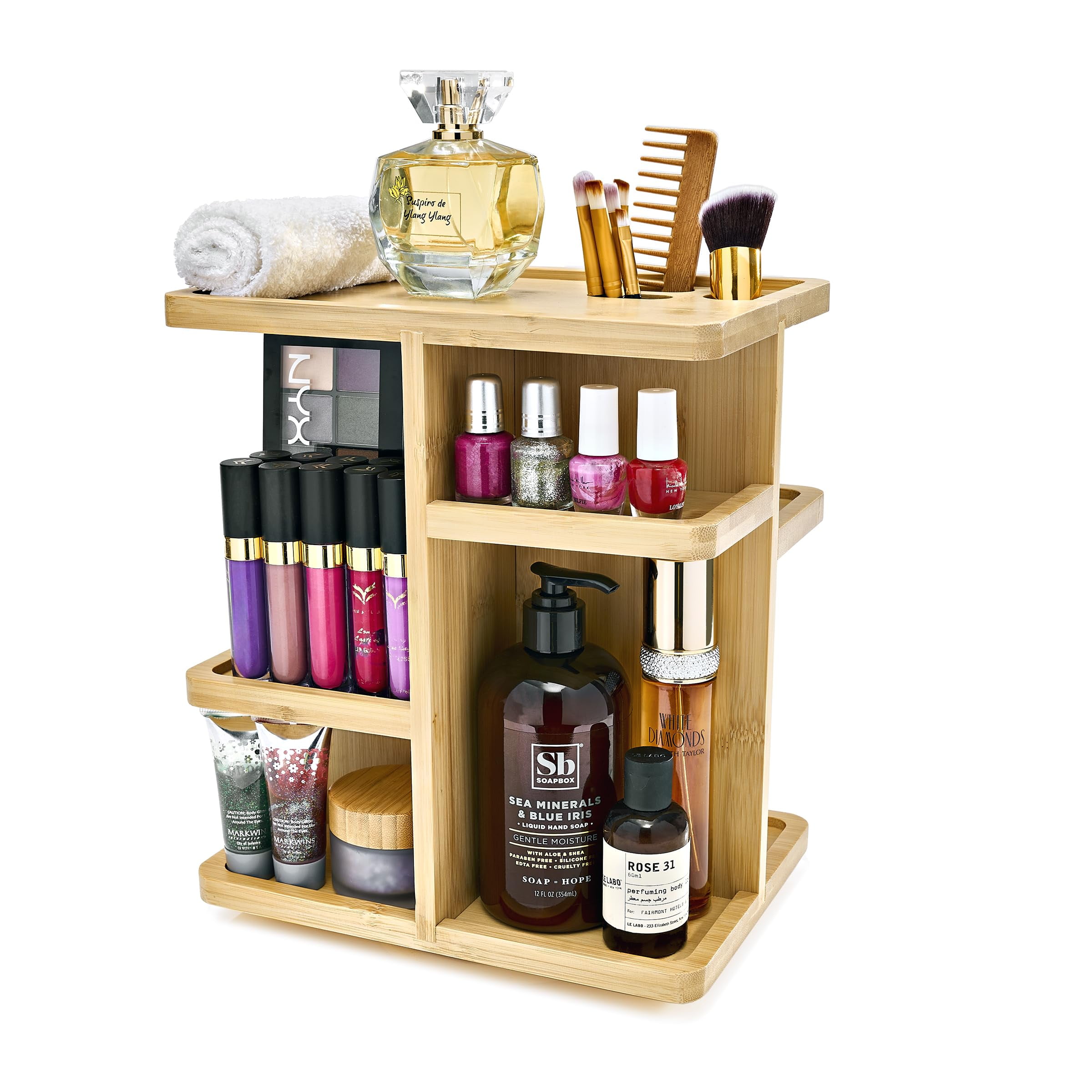 Sorbus 360 degree Bamboo Rotating Makeup Organizer
